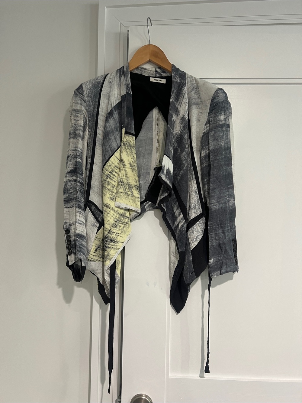 Helmut Lang Gray and Yellow Draped Blazer